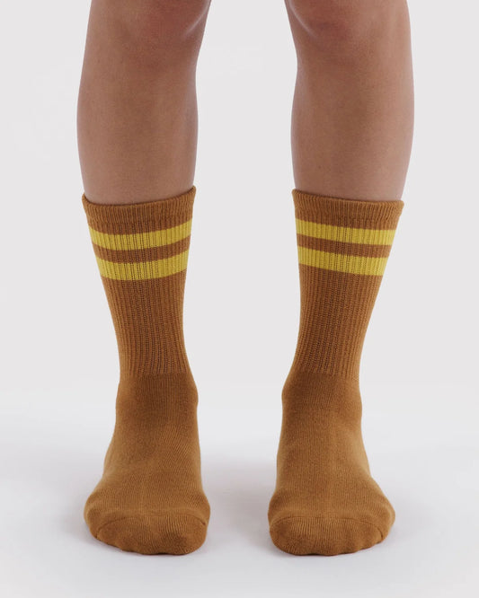RIBBED SOCKS - TOFFEE STRIPE