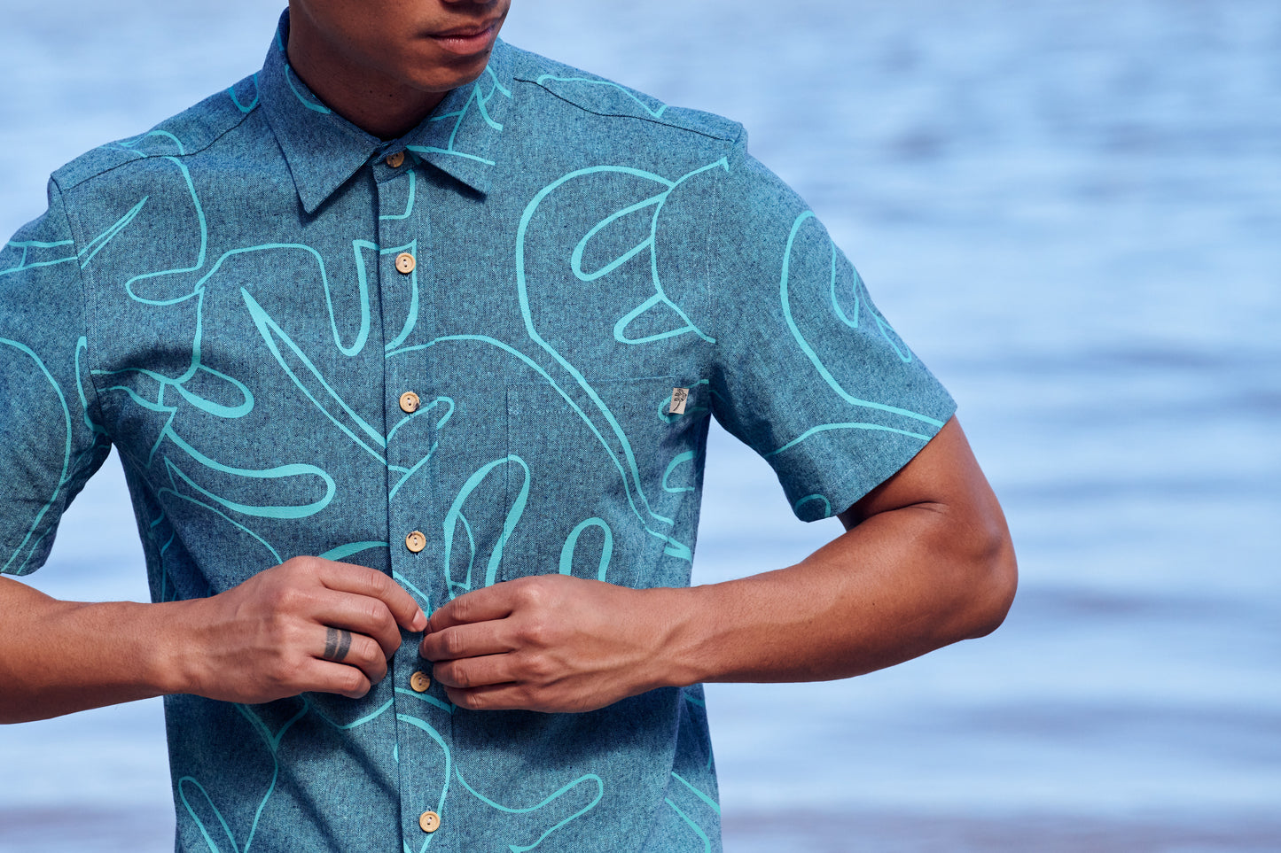 Abstract Monstera Linen Malibu