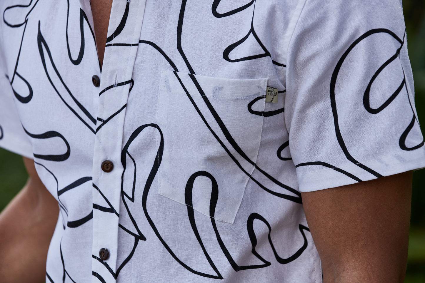 Abstract Monstera Linen White - LIMITED RESTOCK