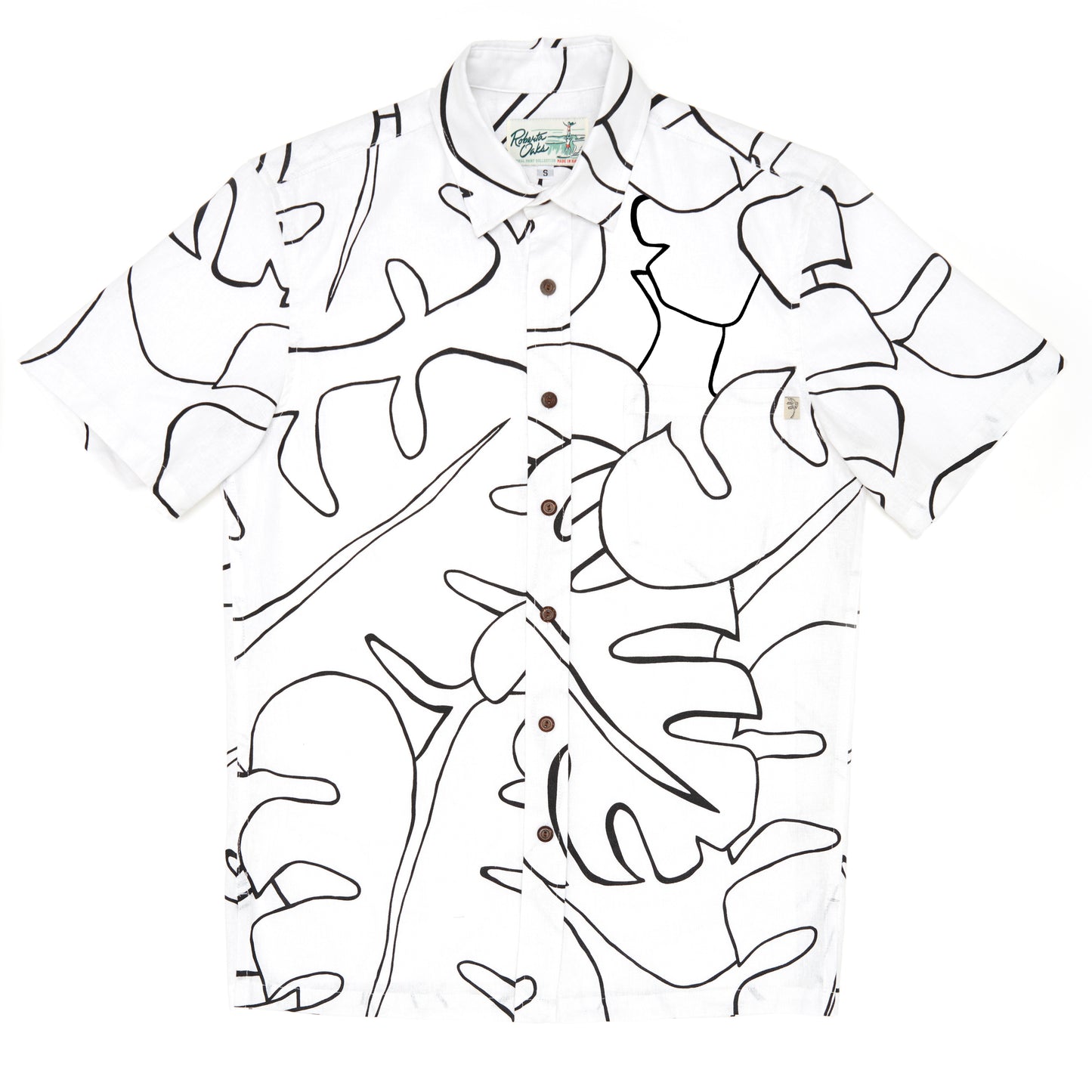 Abstract Monstera Linen White