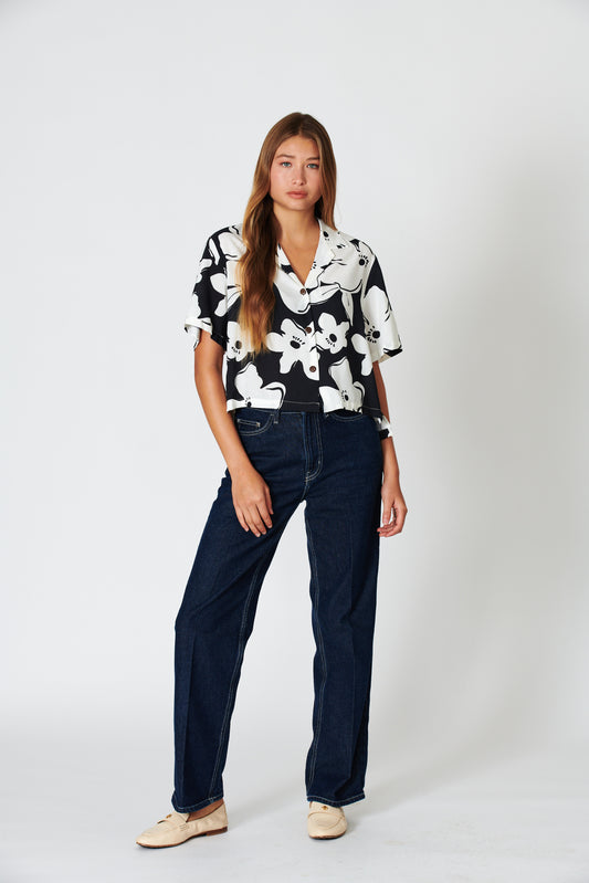 Magnolia Black Ladies Camp Shirt