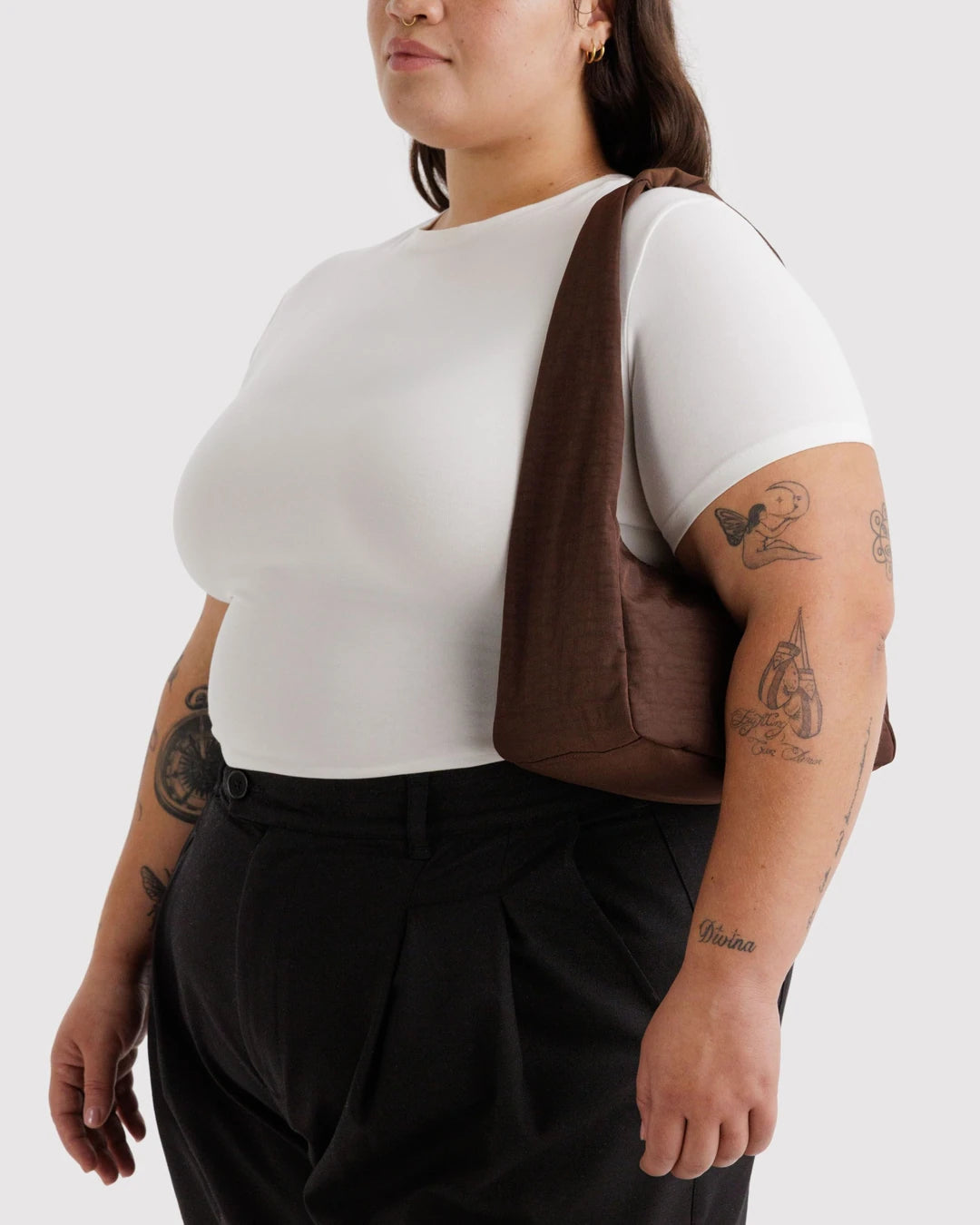 SMALL NYLON MERINGUE BAG - COFFEE