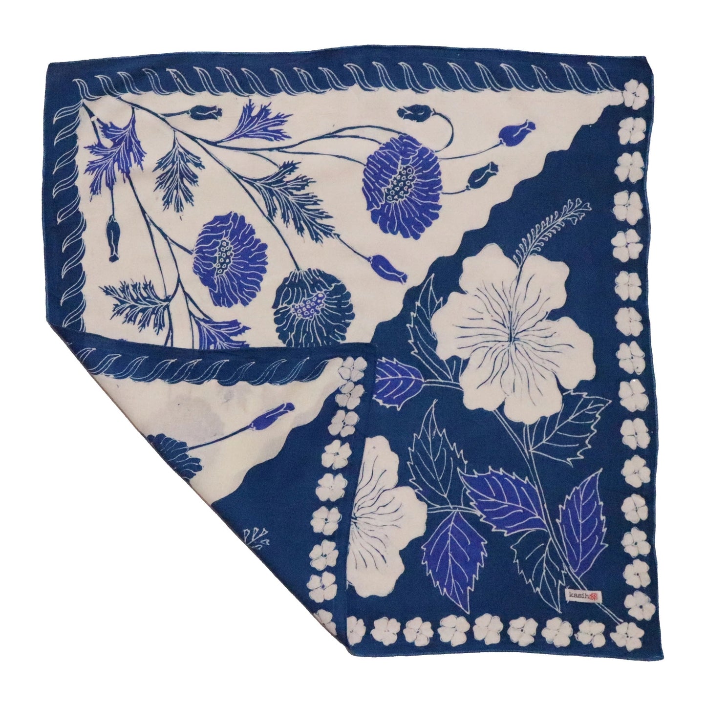 Batik Tulis Bandana - Hibiscus Poppy Blue