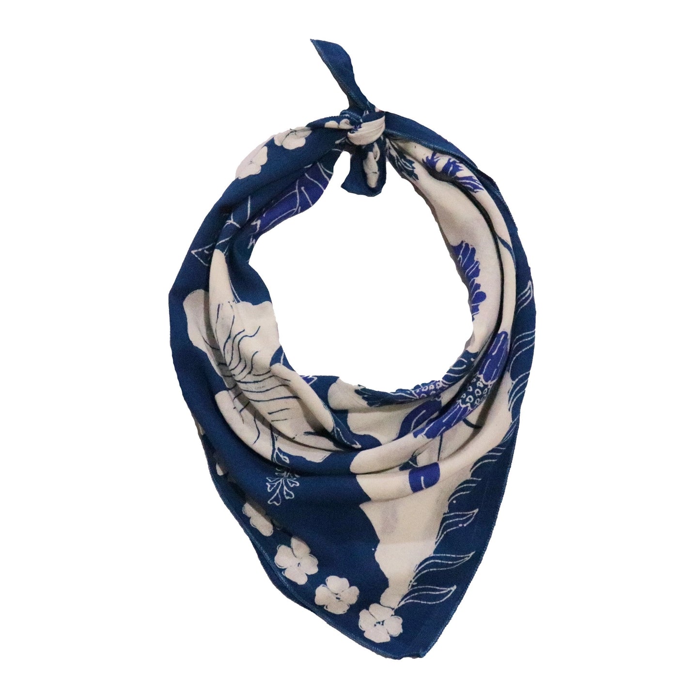 Batik Tulis Bandana - Hibiscus Poppy Blue
