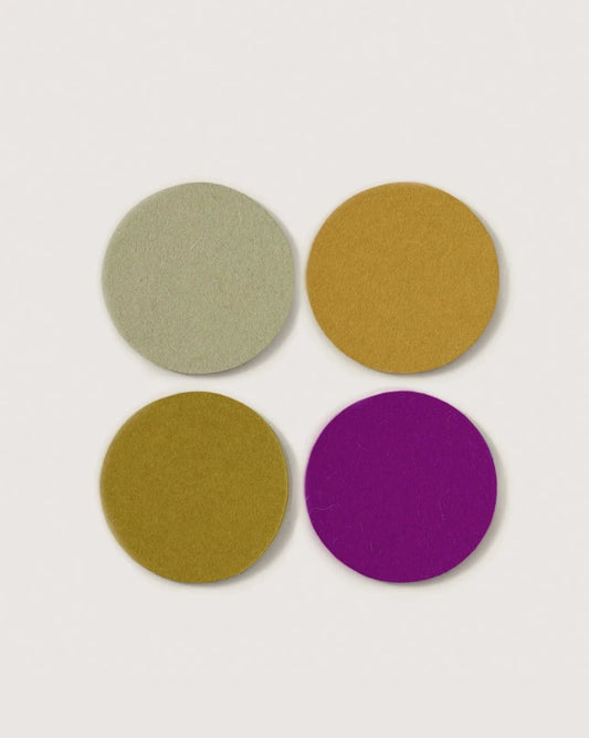Merino Wool Round Coaster Multi 4 Pack - Golden Hour