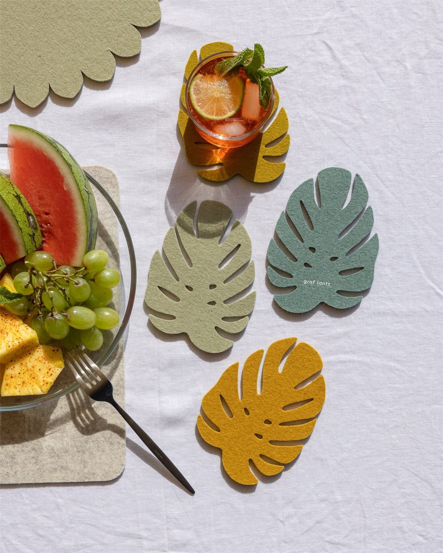 Wool Monstera Coasters- Multi Jungle