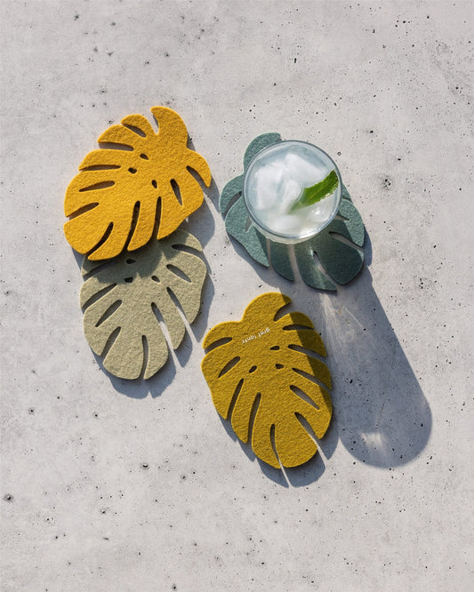 Wool Monstera Coasters- Multi Jungle