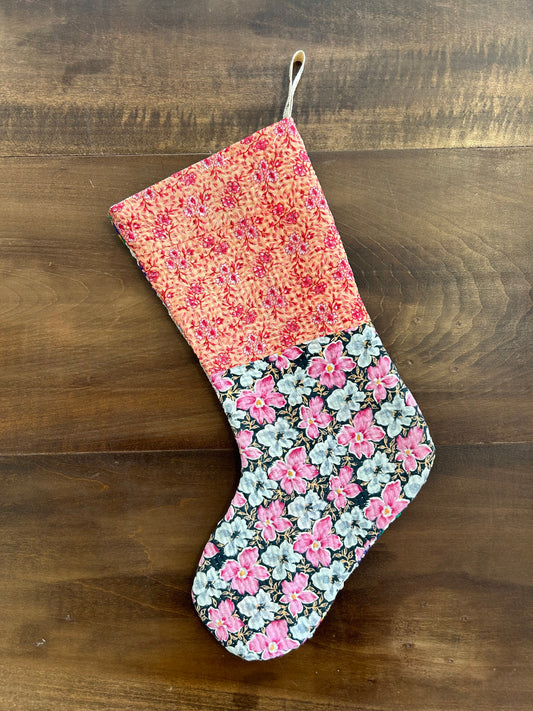 Crochet + Kantha Stocking C