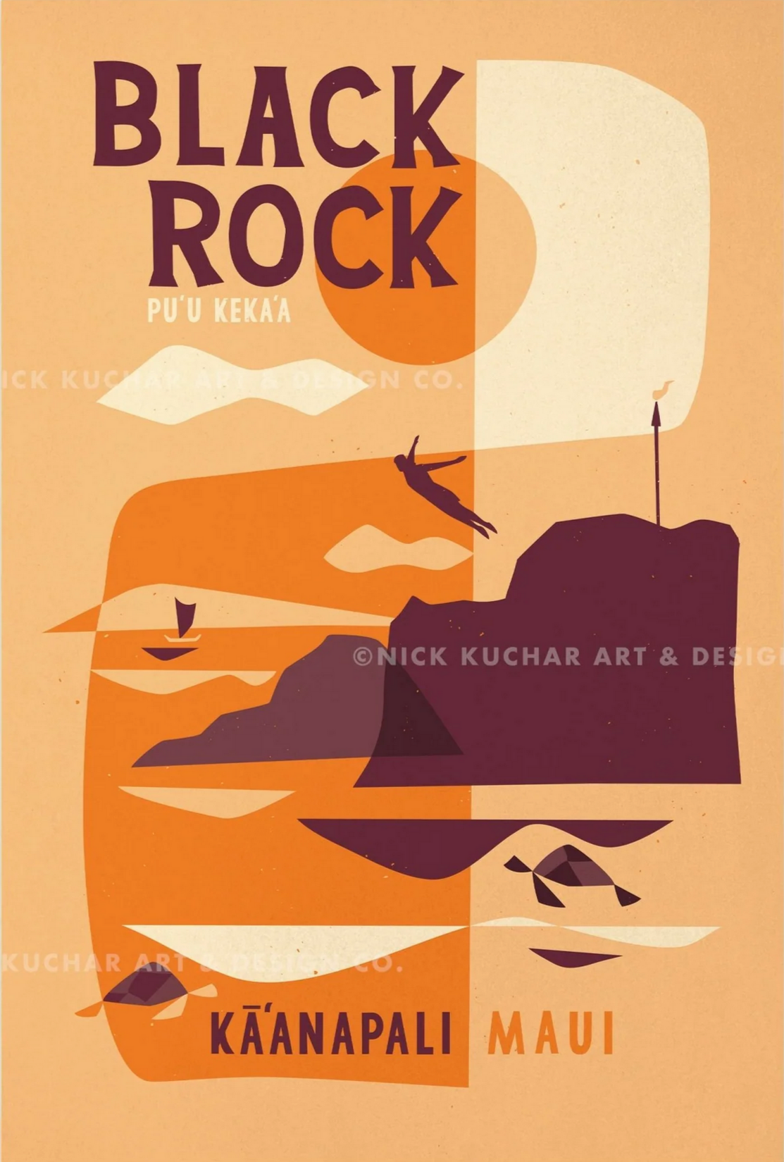 Black Rock Travel Print by Nick Kuchar
