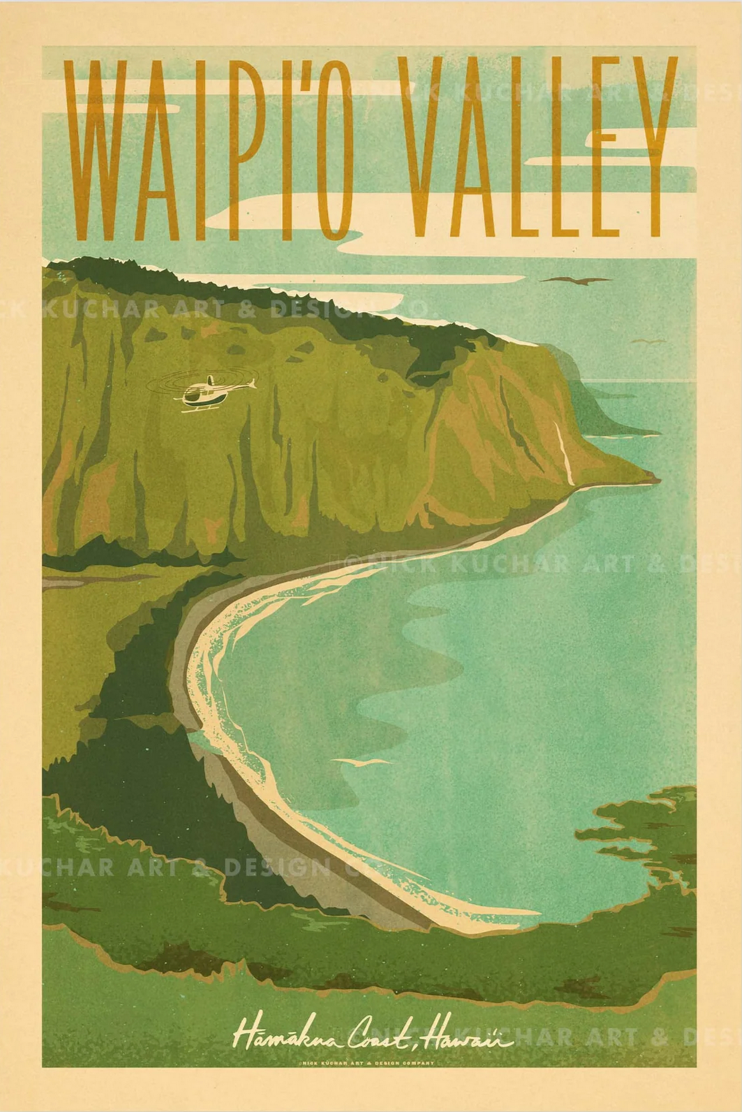 Waipio Valley Travel Print by Nick Kuchar
