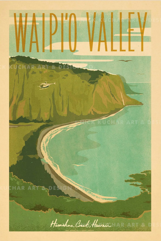 Waipio Valley Travel Print by Nick Kuchar