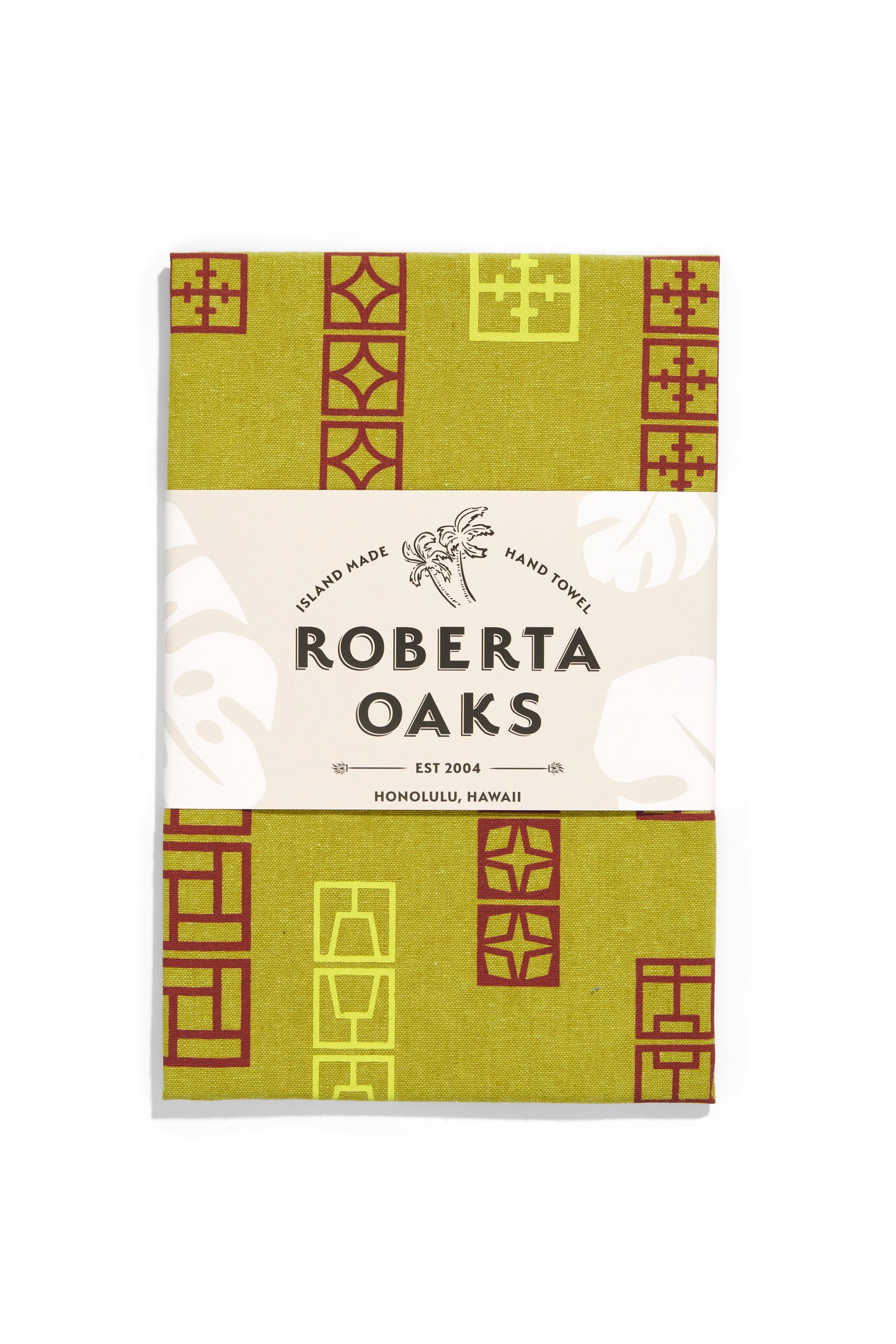 Breeze Block Linen Tea Towel - Moss
