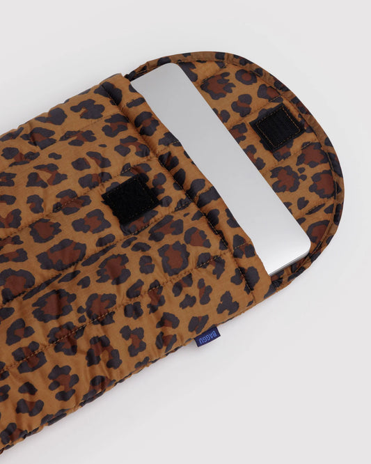 13" - 14" PUFFY LAPTOP SLEEVE - LEOPARD