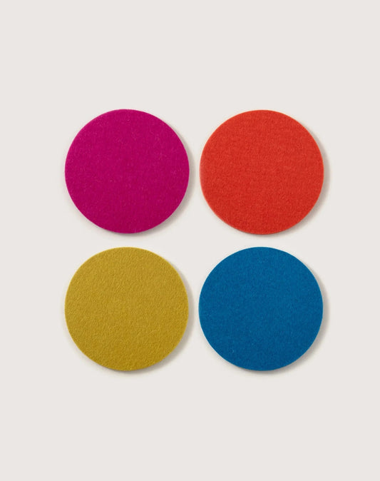 Merino Wool Round Coaster Multi 4 Pack - Electric