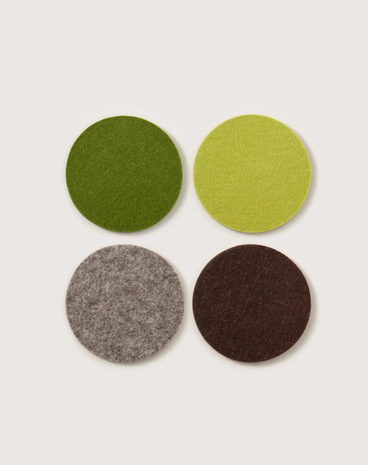 Merino Wool Round Coaster Multi 4 Pack - Forest