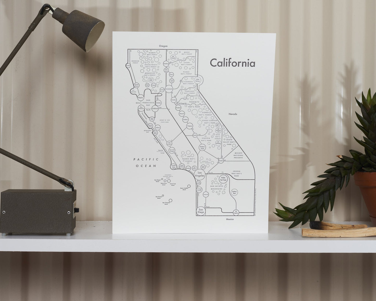 California Letterpress Print