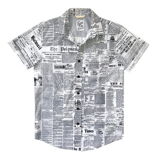 Pow! Wow! Hawaii 2019 Old News Button Front Shirt - LAST ONE SIZE XS