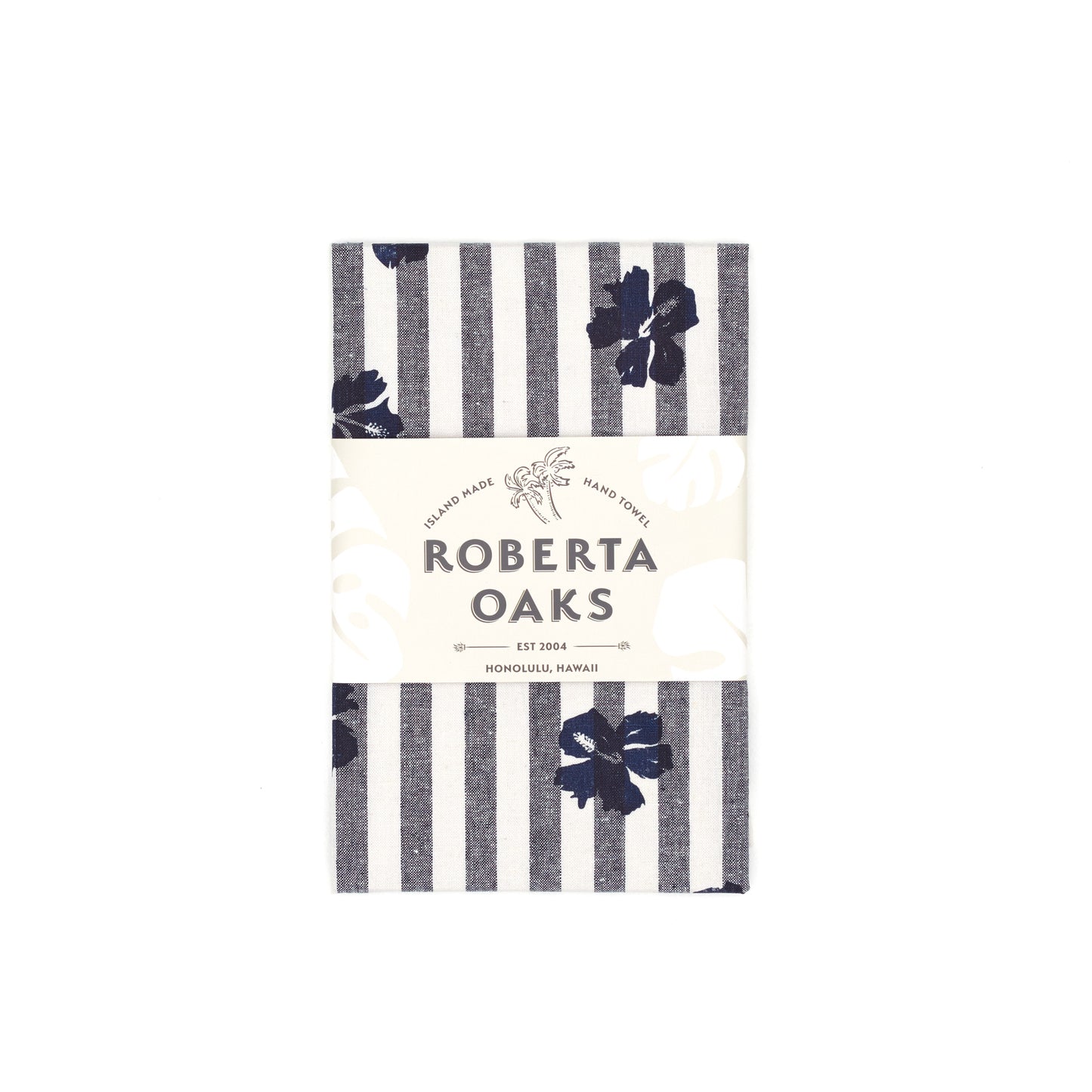 Princeville Hibiscus Tea Towel - Nautical Stripe