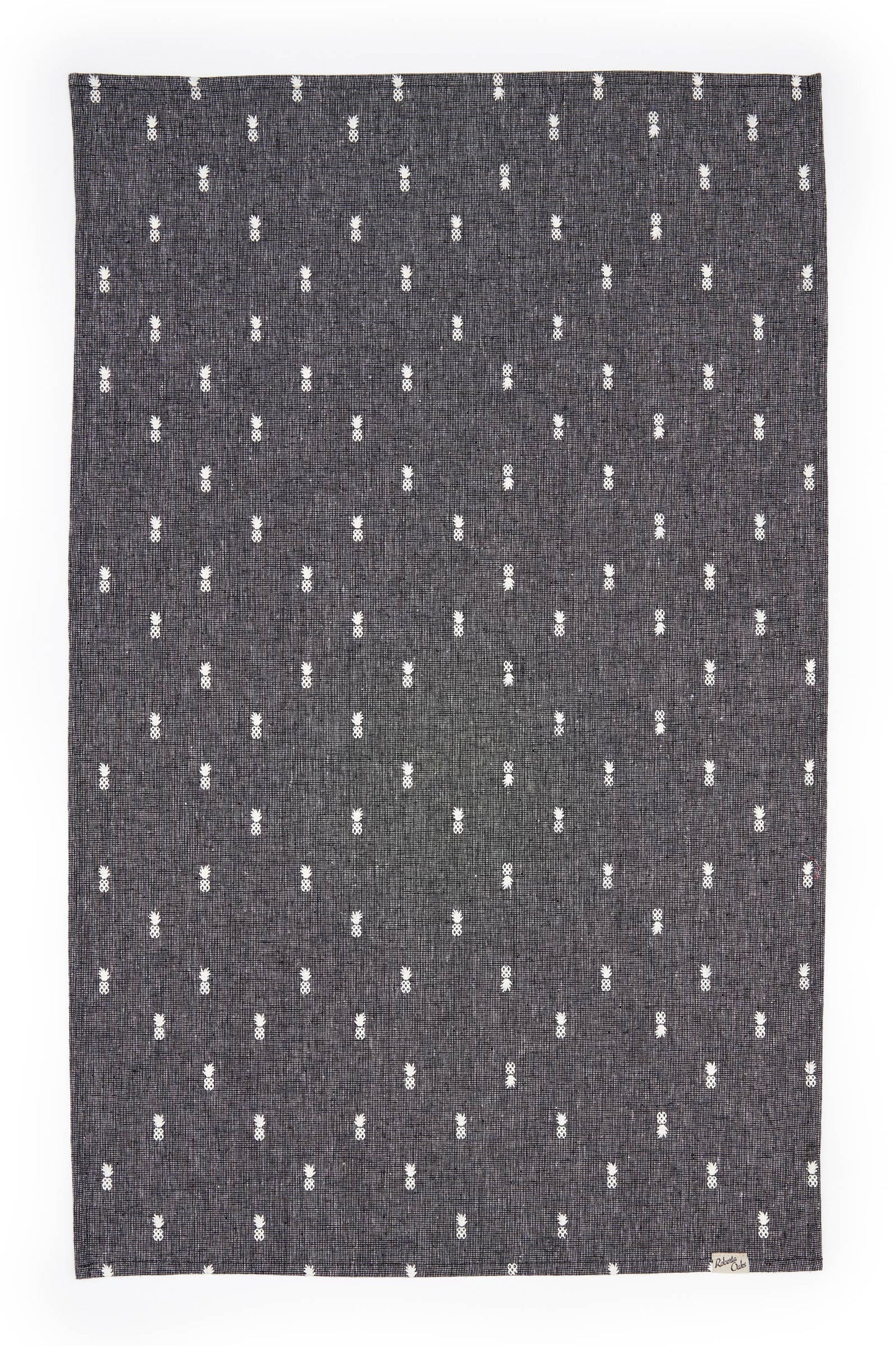 Pineapple Linen Tea Towel - Textured Black