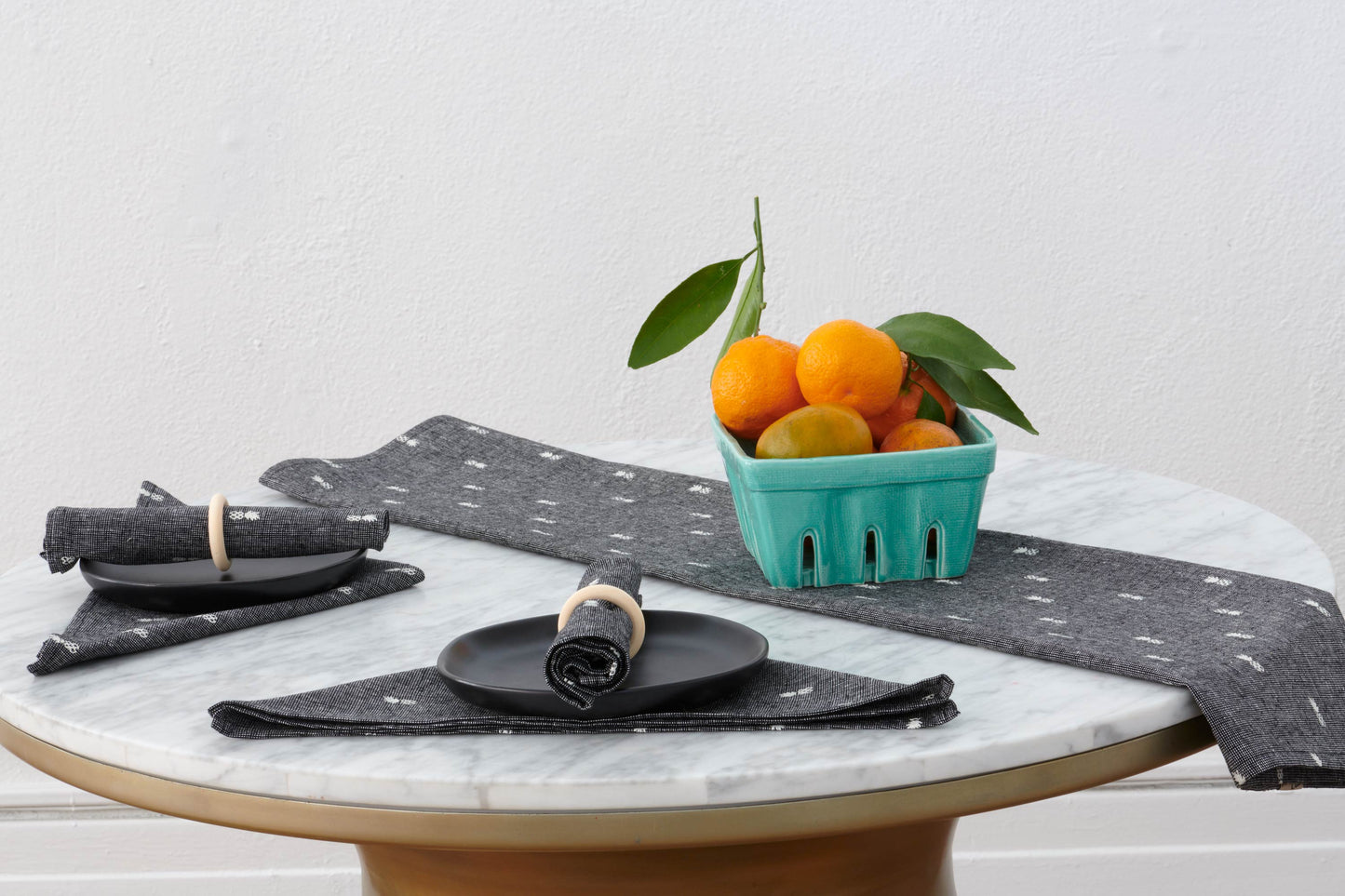 Pineapple Linen Tea Towel - Textured Black