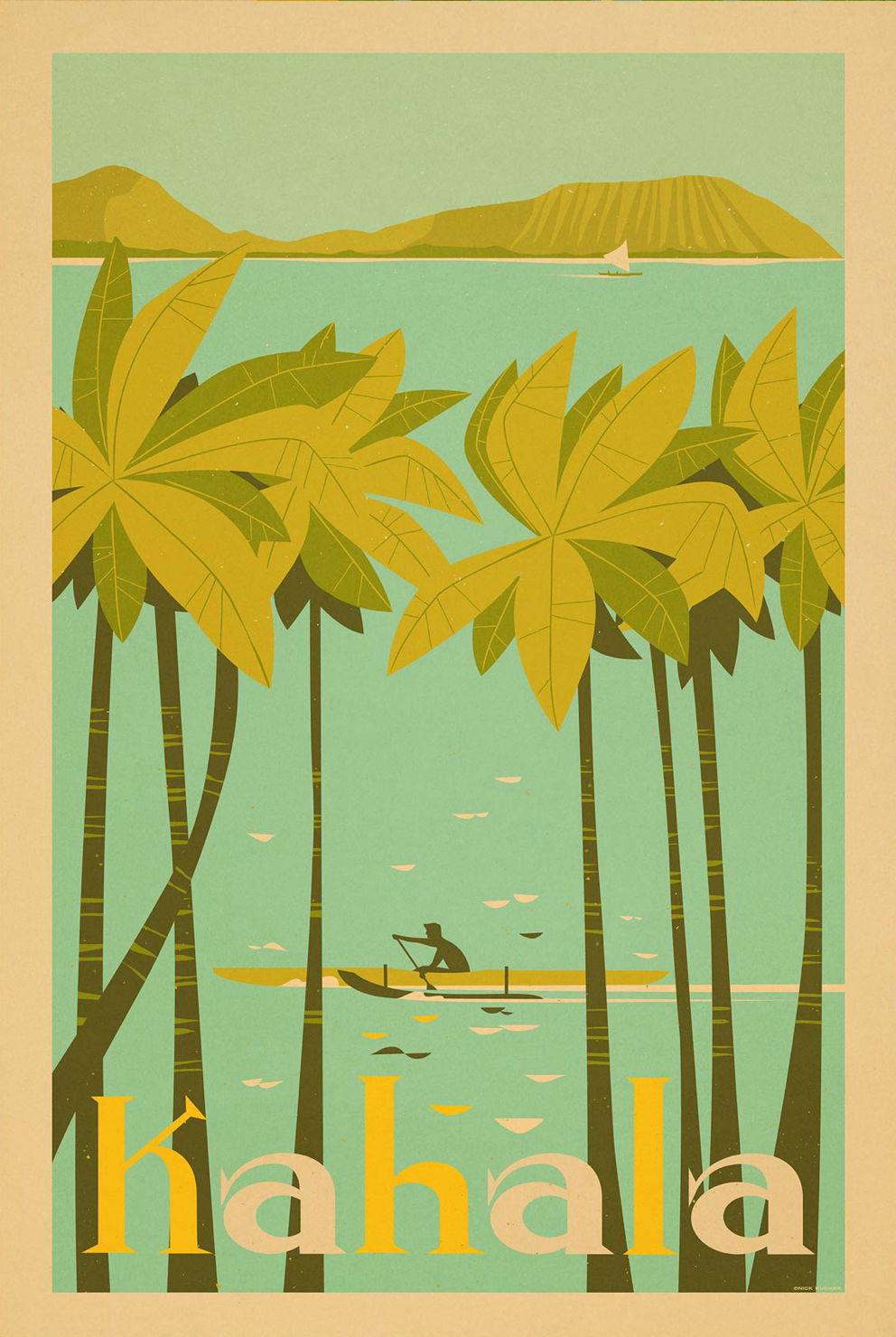 Kahala Travel Print by Nick Kuchar - NEW!