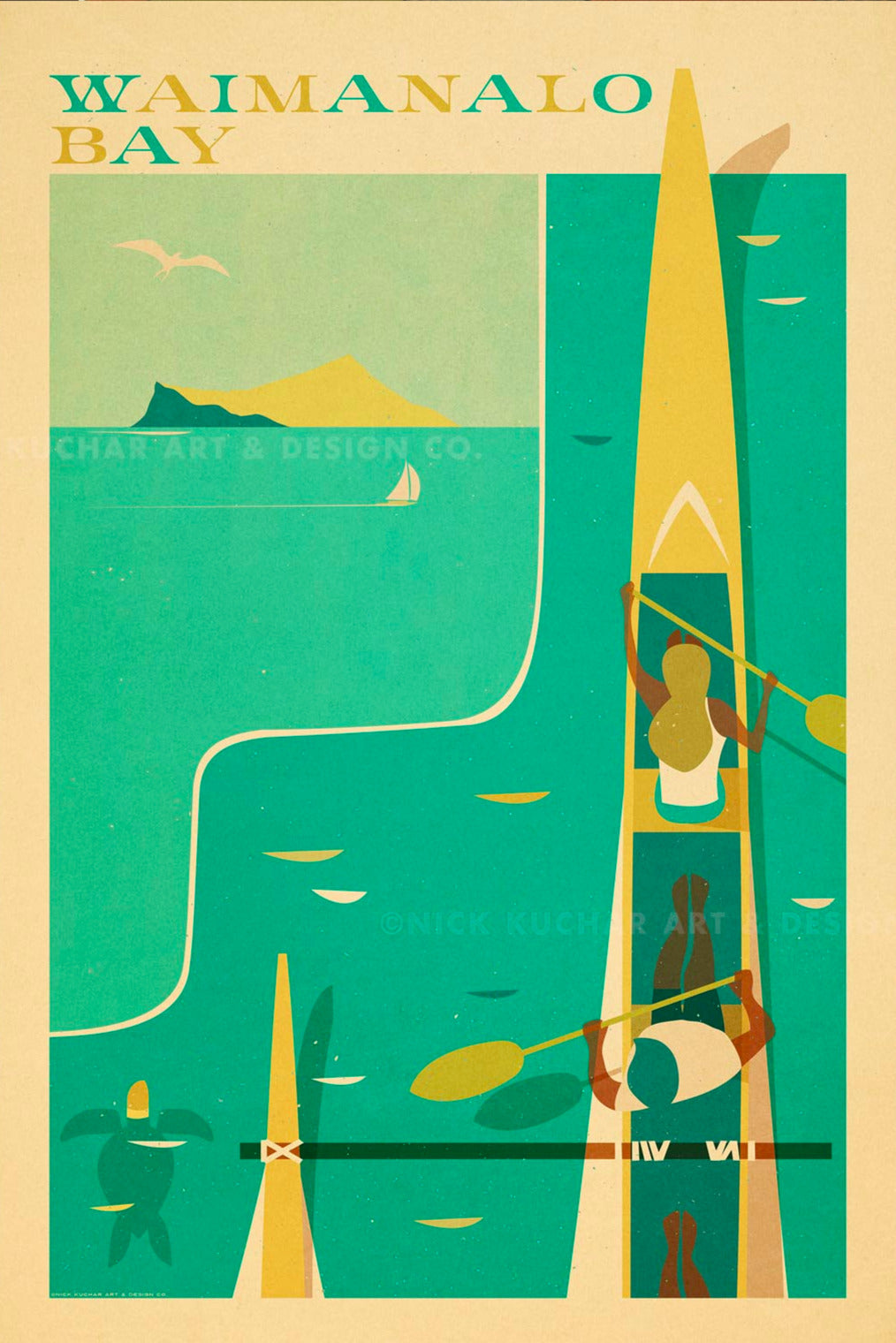 Waimanalo Bay Travel Print by Nick Kuchar