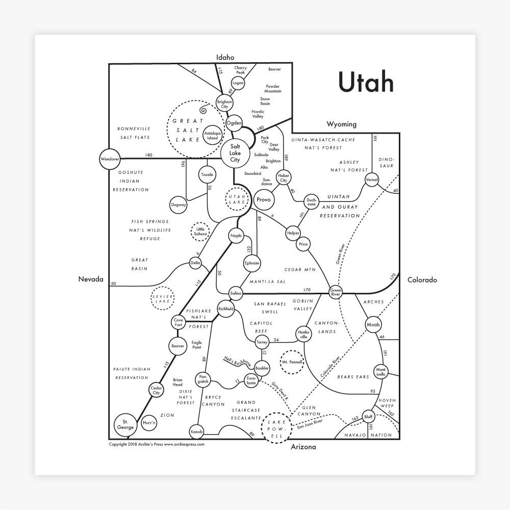 Utah Letterpress Print