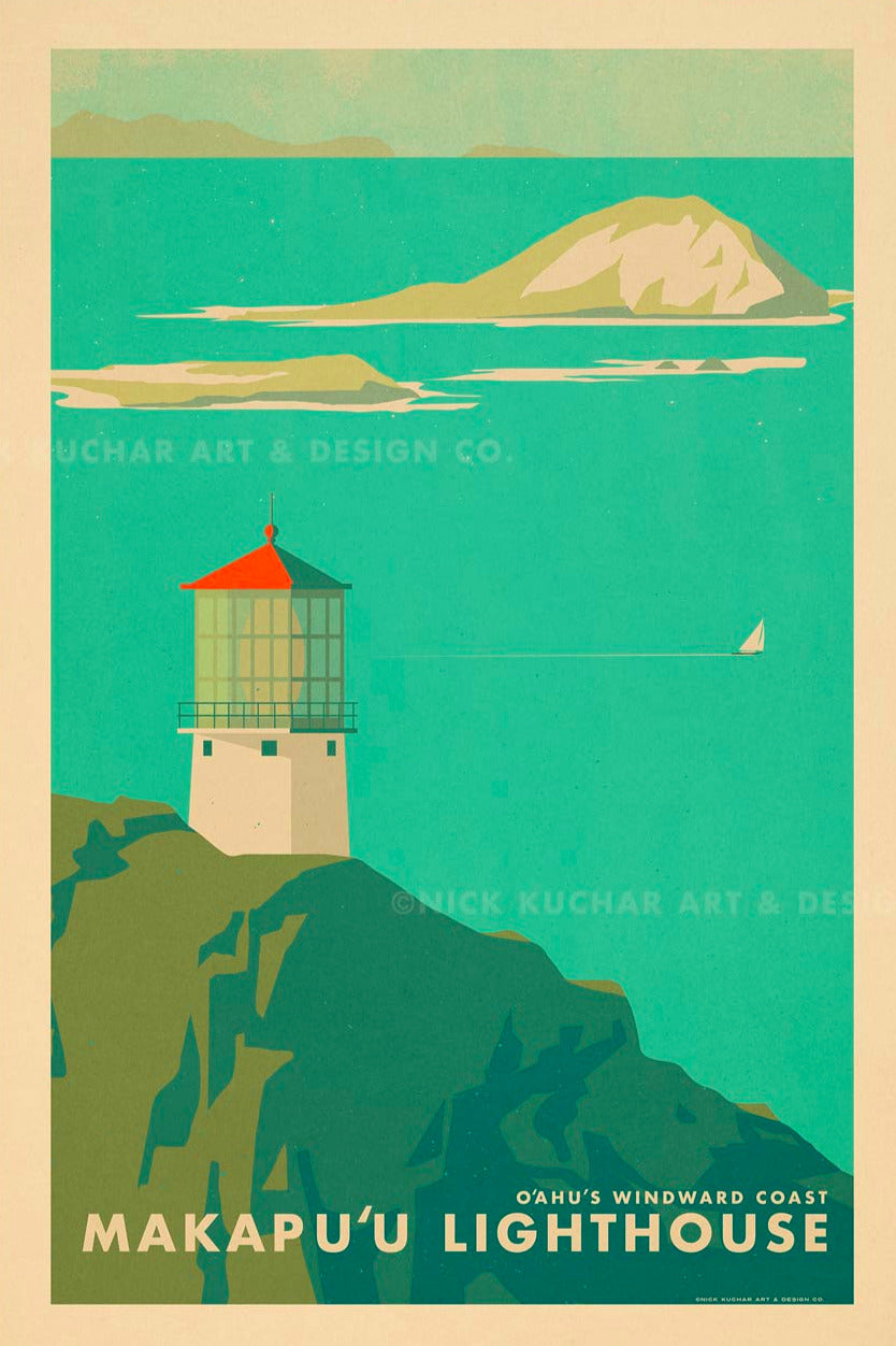 Makapu'u Lighthouse Travel Print by Nick Kuchar