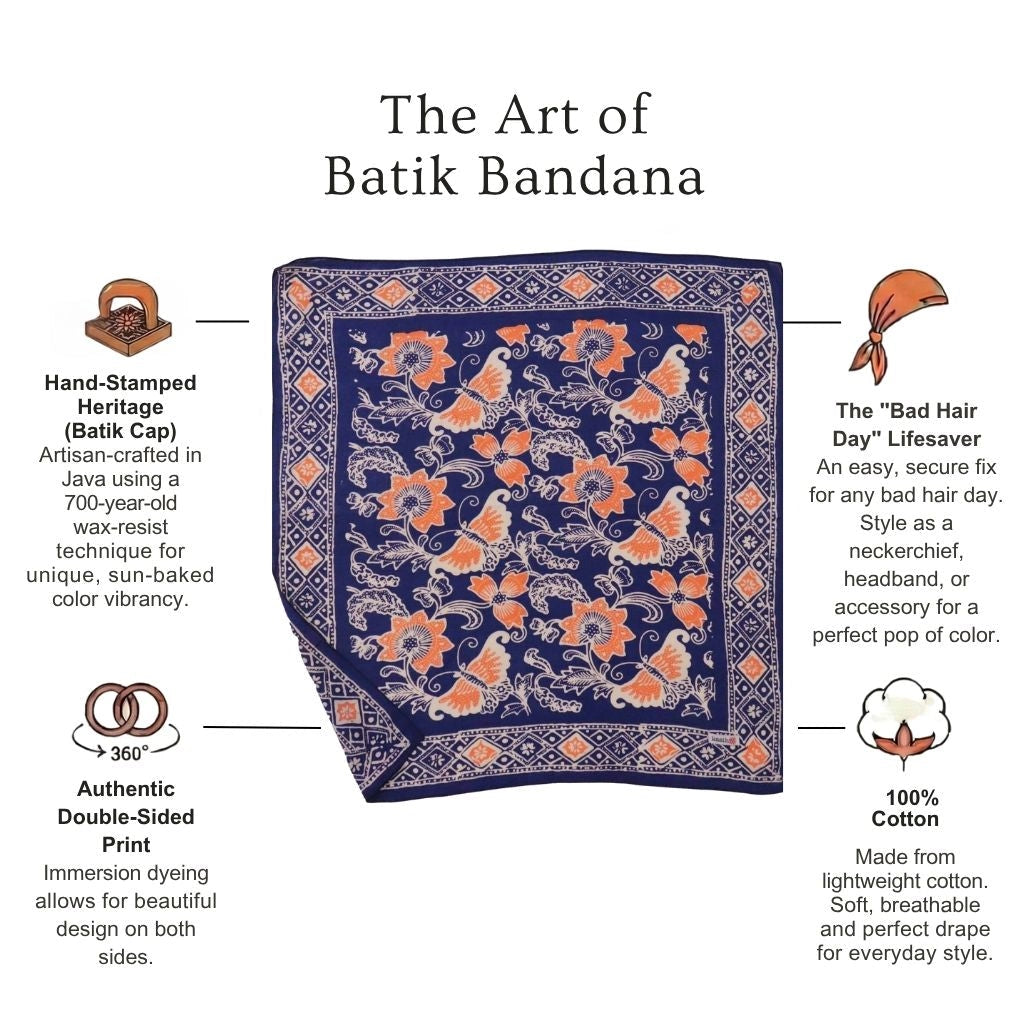 Batik Bandana - Passion Flutter Blue Peach