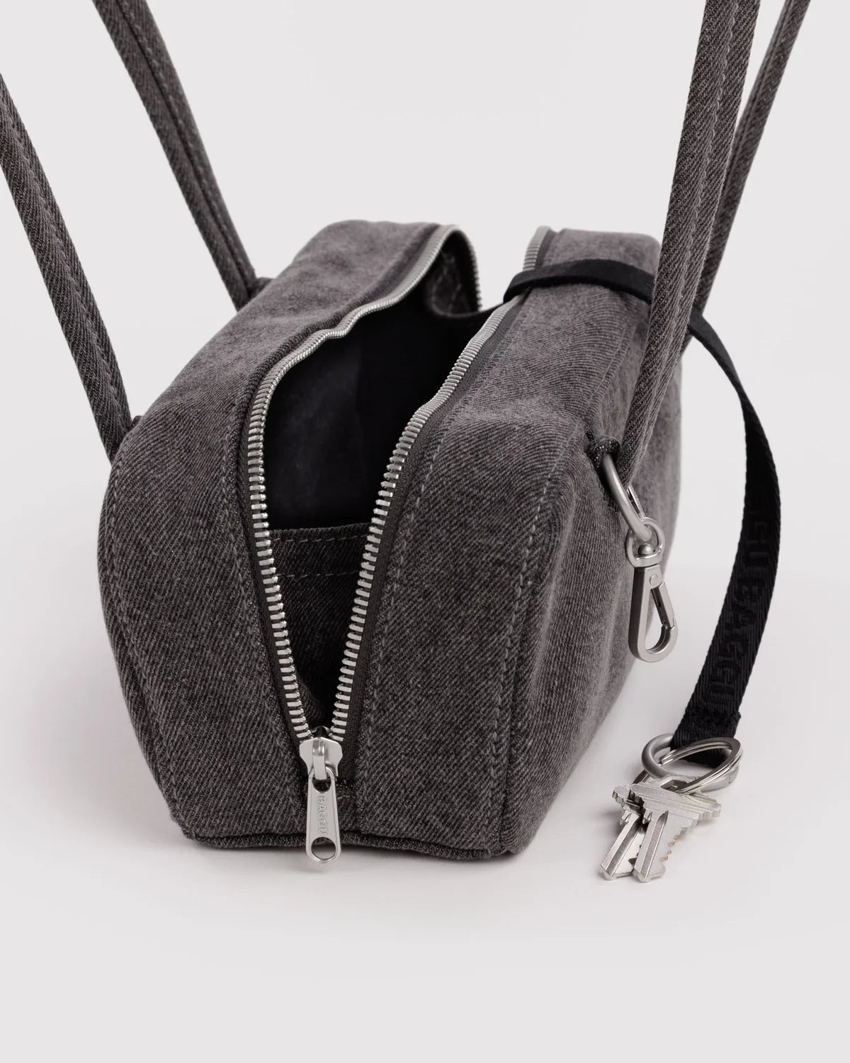 SMALL NYLON BOWLER BAG - WASHED BLACK DENIM