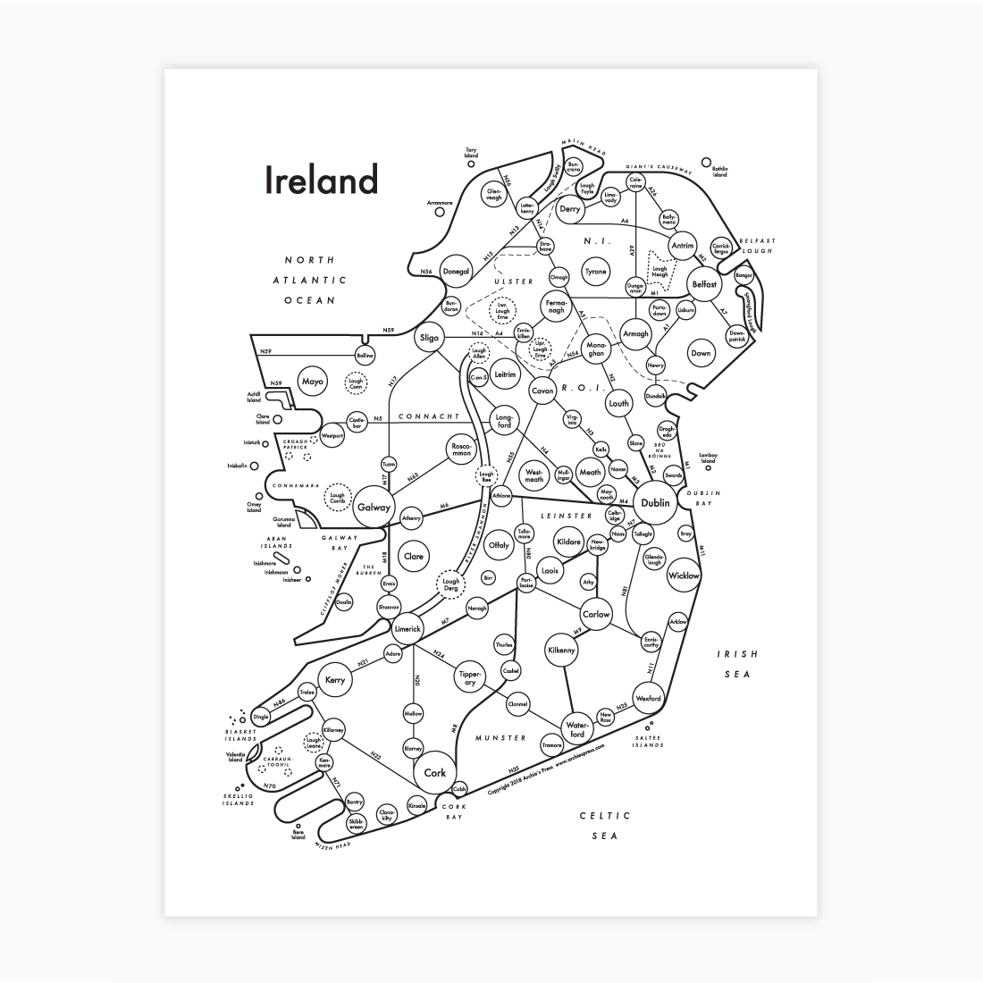 Ireland Letterpress Print