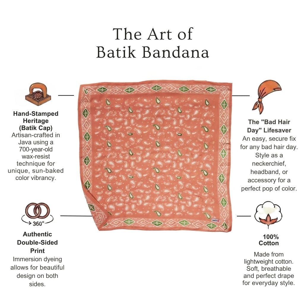 Batik Bandana - Peach + Green