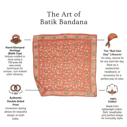 Batik Bandana - Peach + Green