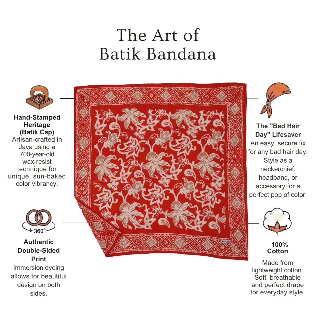 Batik Bandana - Fiery Red Floral
