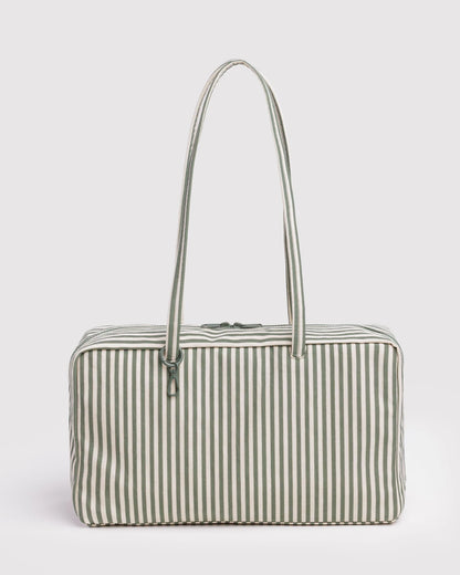 MEDIUM NYLON BOWLER BAG - SAGE STRIPE