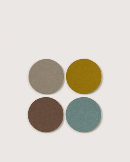 Merino Wool Round Coaster Multi 4 Pack - Fog
