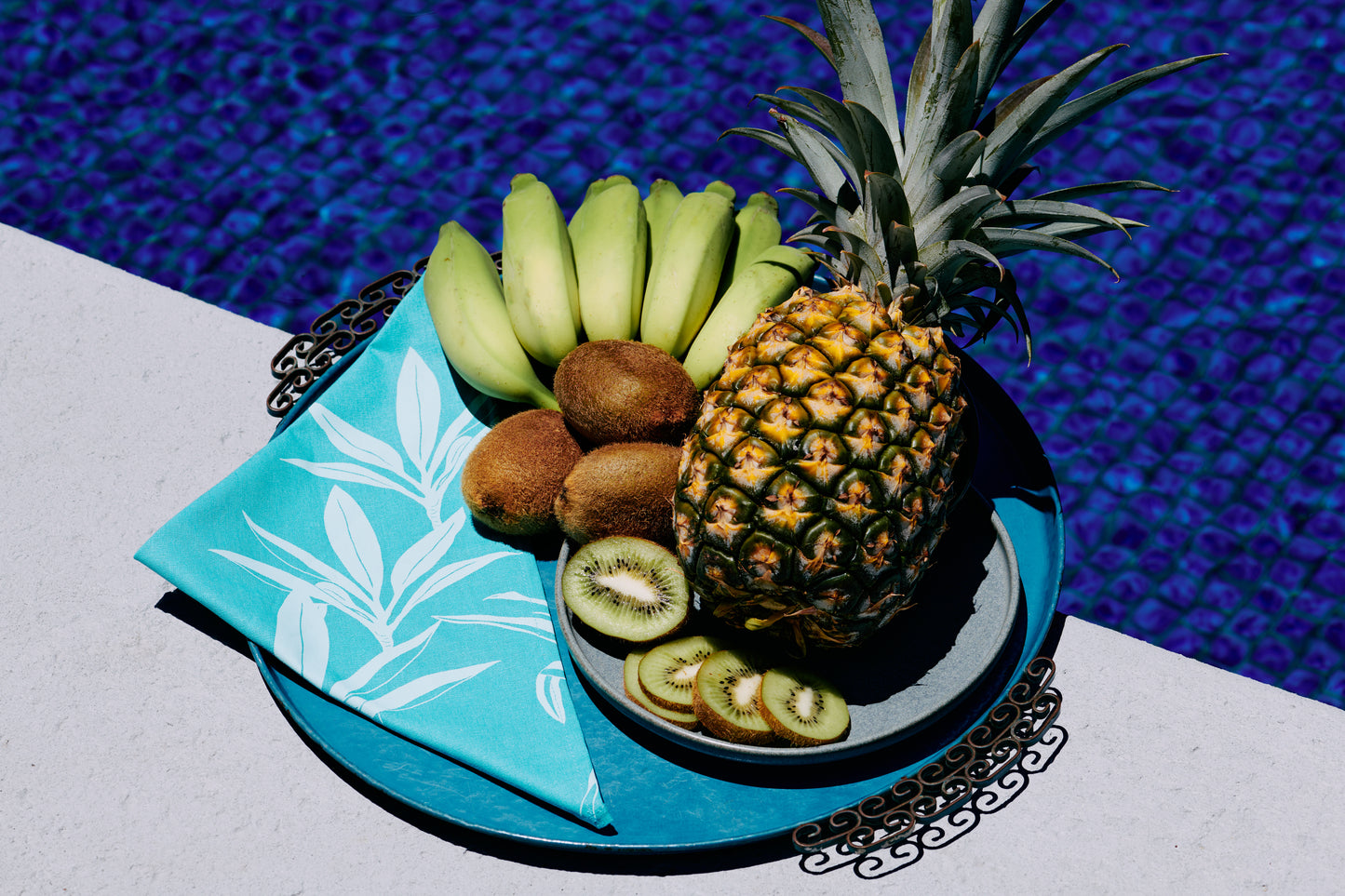 Ti Leaf Linen Napkin Set - Aqua