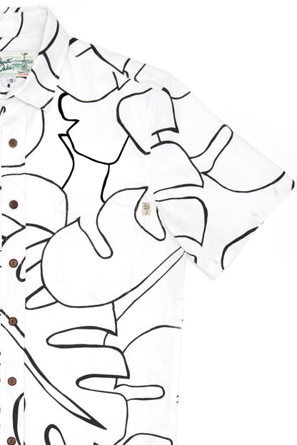 Abstract Monstera Linen White