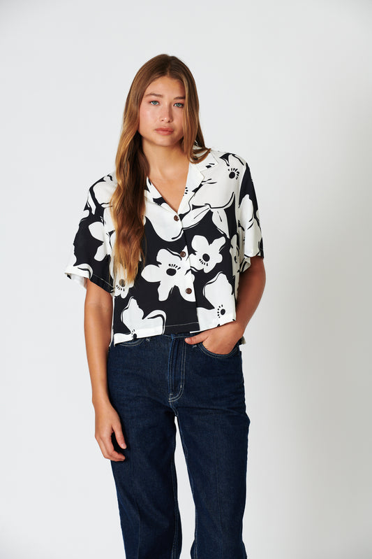 Magnolia Black Ladies Camp Shirt