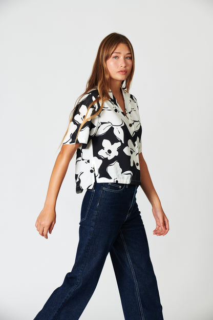 Magnolia Black Ladies Camp Shirt