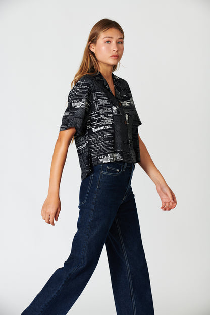 Old News Black Ladies Camp Shirt