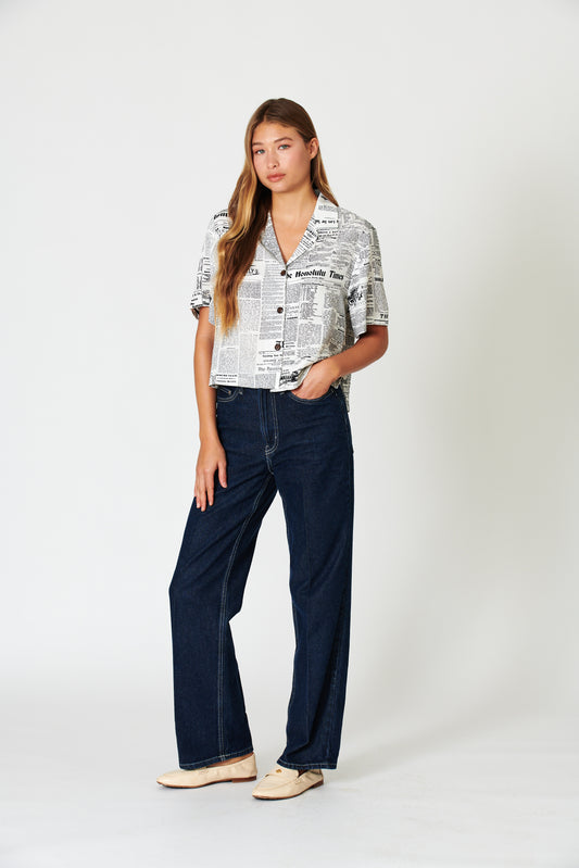 Old News Coconut Ladies Camp Shirt