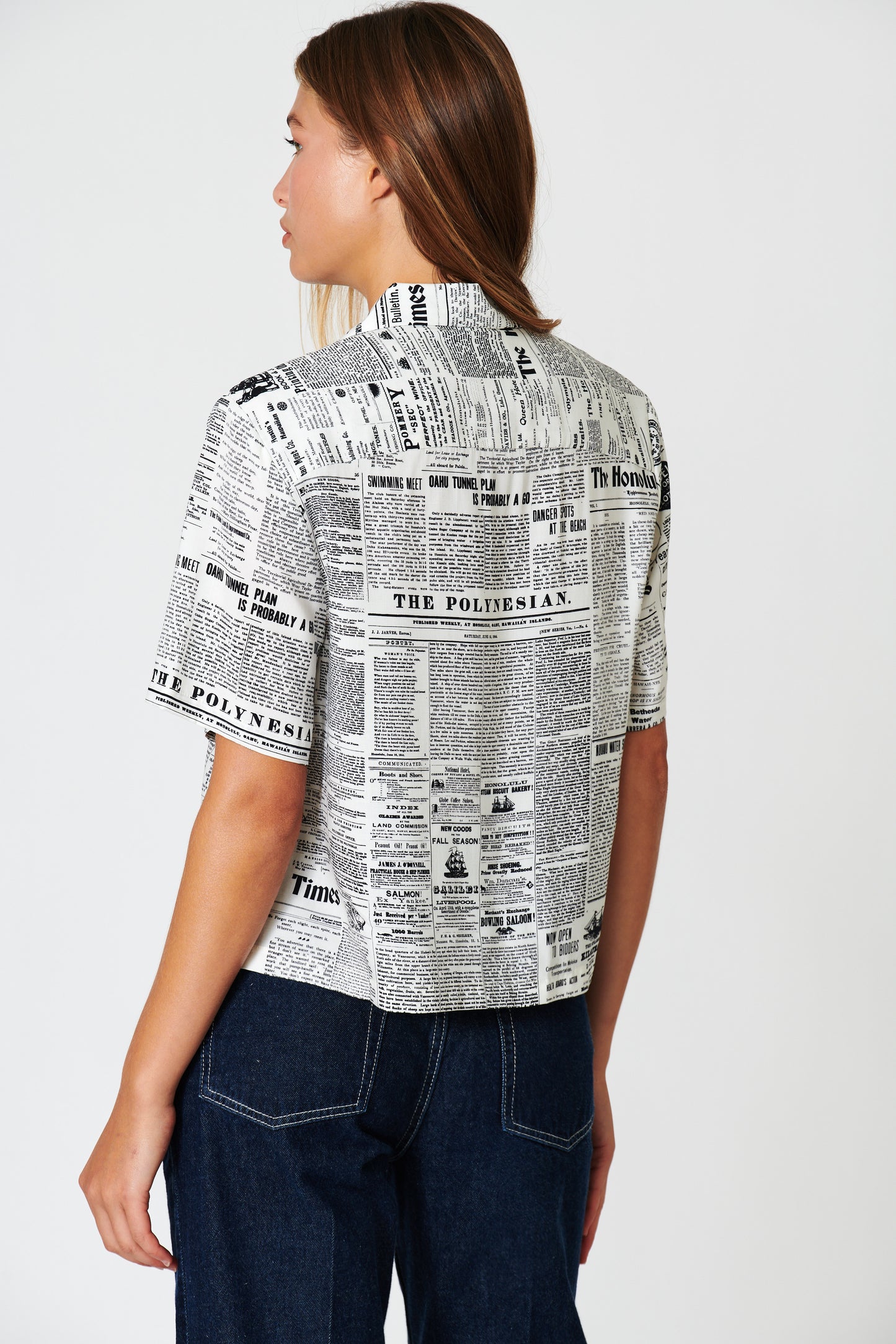 Old News Coconut Ladies Camp Shirt