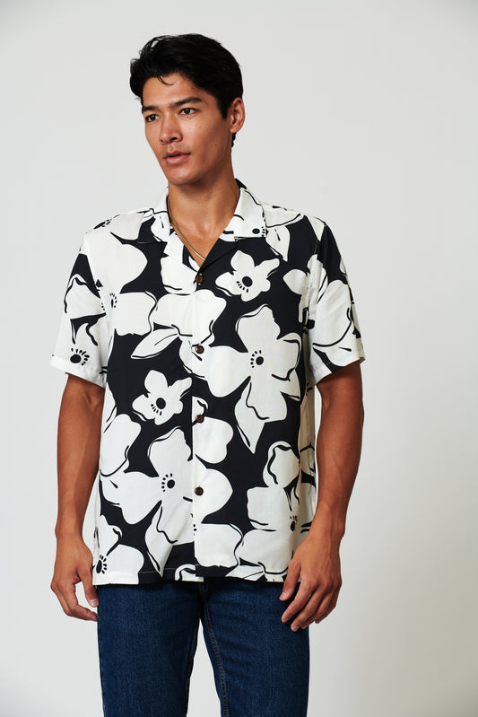 Magnolia Black Camp Shirt