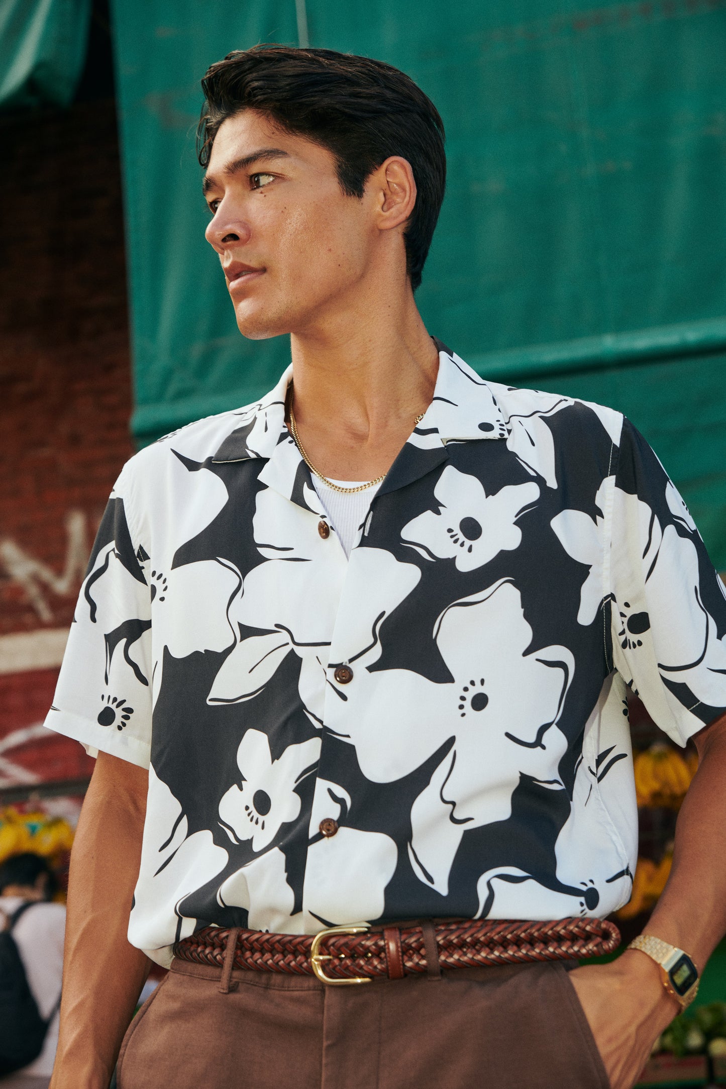 Magnolia Black Camp Shirt