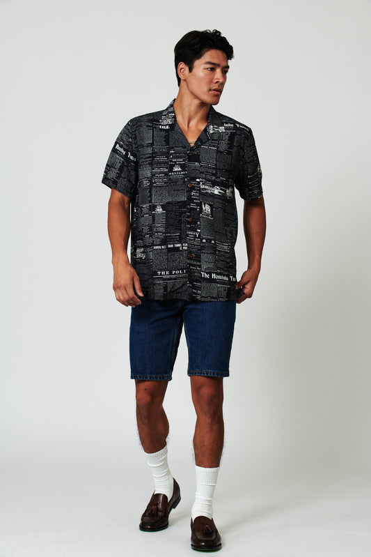 Old News Black Camp Shirt