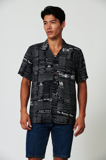 Old News Black Camp Shirt