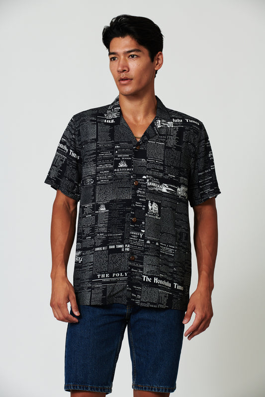 Old News Black Camp Shirt