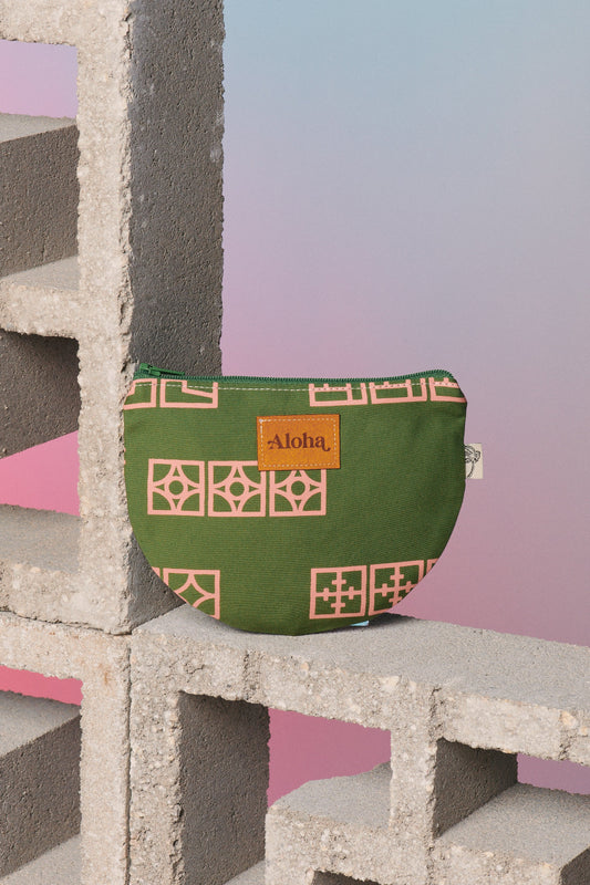 Half Round Pouch - Breeze Block Ivy