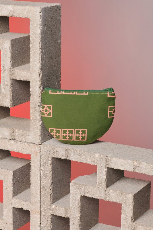 Half Round Pouch - Breeze Block Ivy